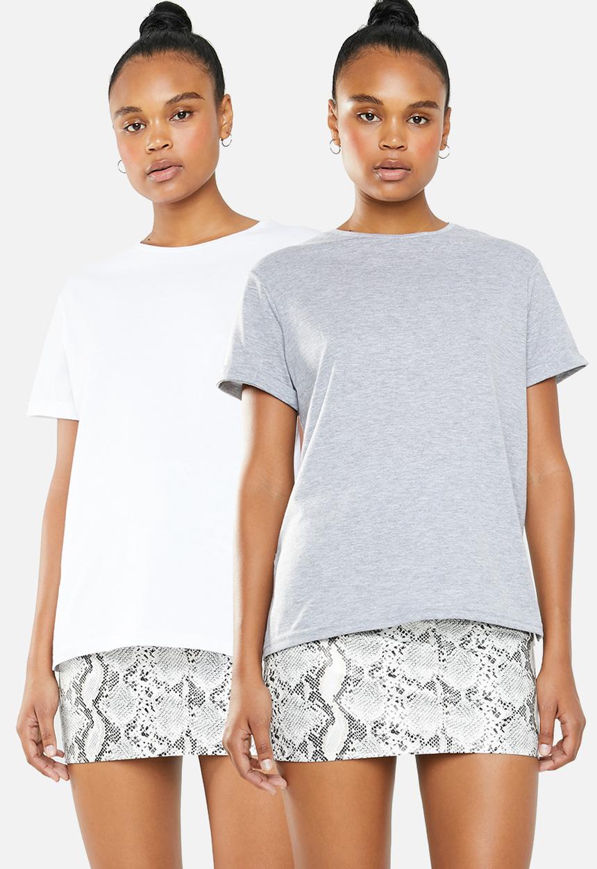 Superbalist - 2 pack drop shoulder tee - white & grey 