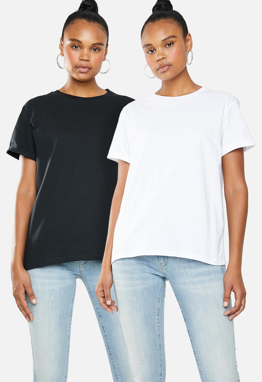 Superbalist - 2 Pack drop shoulder tee - black & white