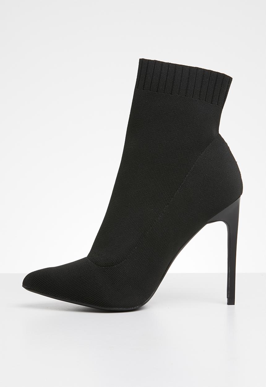 Missguided - Pointed toe knitted sock boot - black 