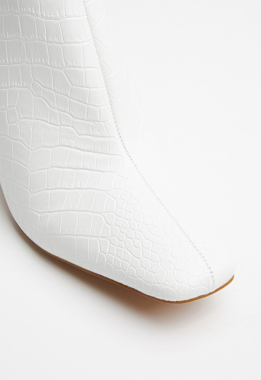Missguided - Ring pull zip boot cox calf - white 