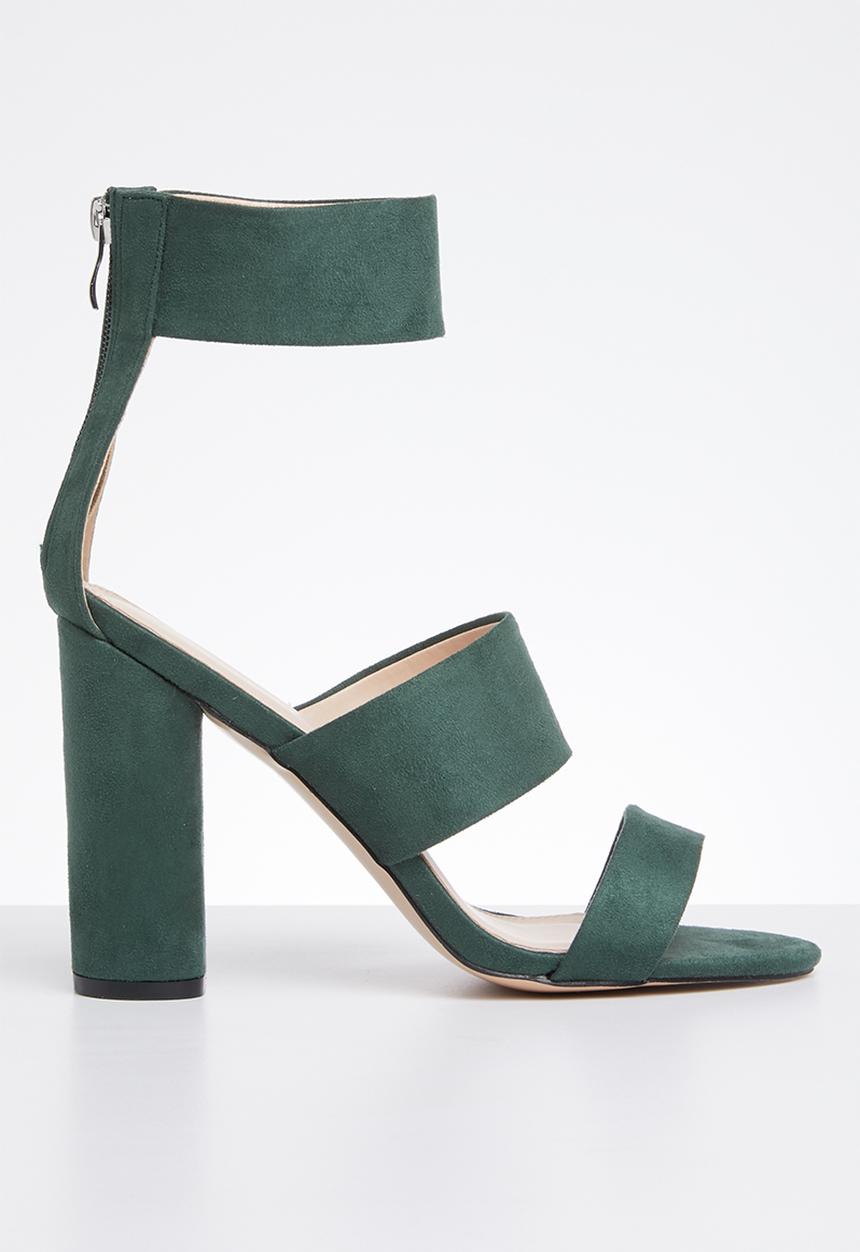 Public Desire - Faux suede ankle strap block heel - green