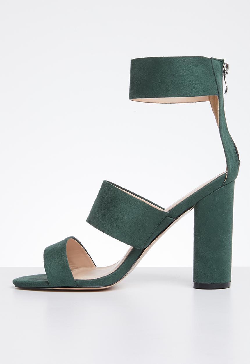 Public Desire - Faux suede ankle strap block heel - green