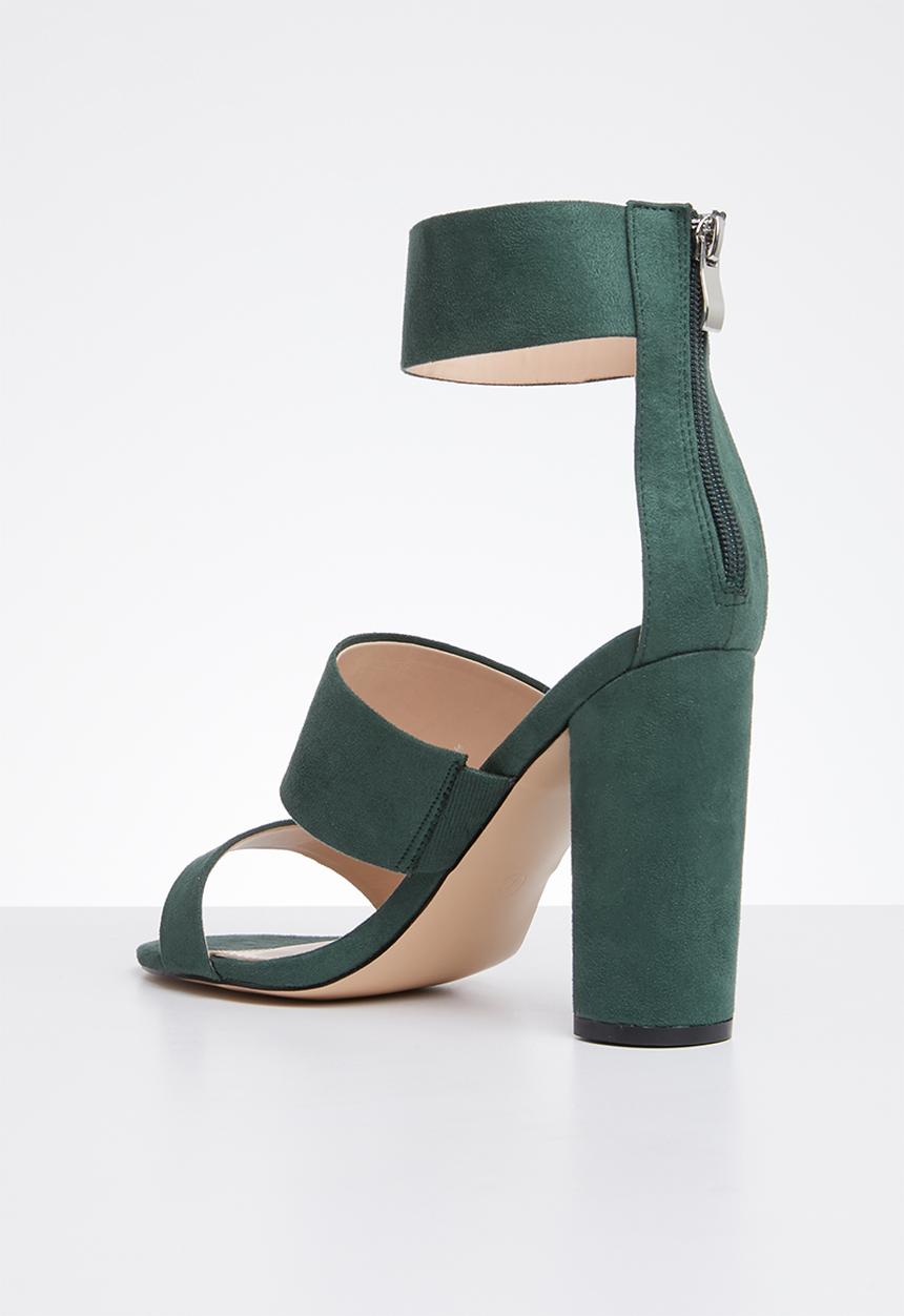 Public Desire - Faux suede ankle strap block heel - green