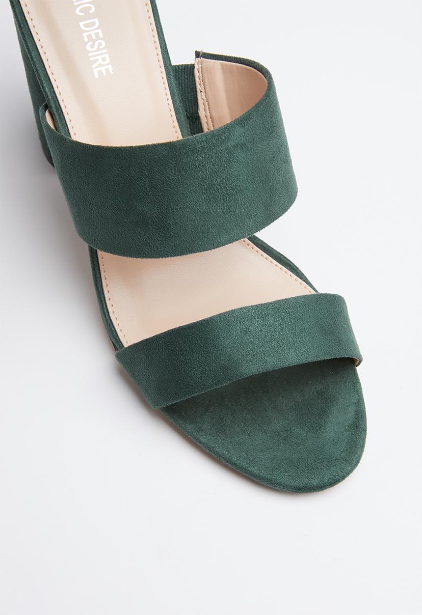 Public Desire - Faux suede ankle strap block heel - green