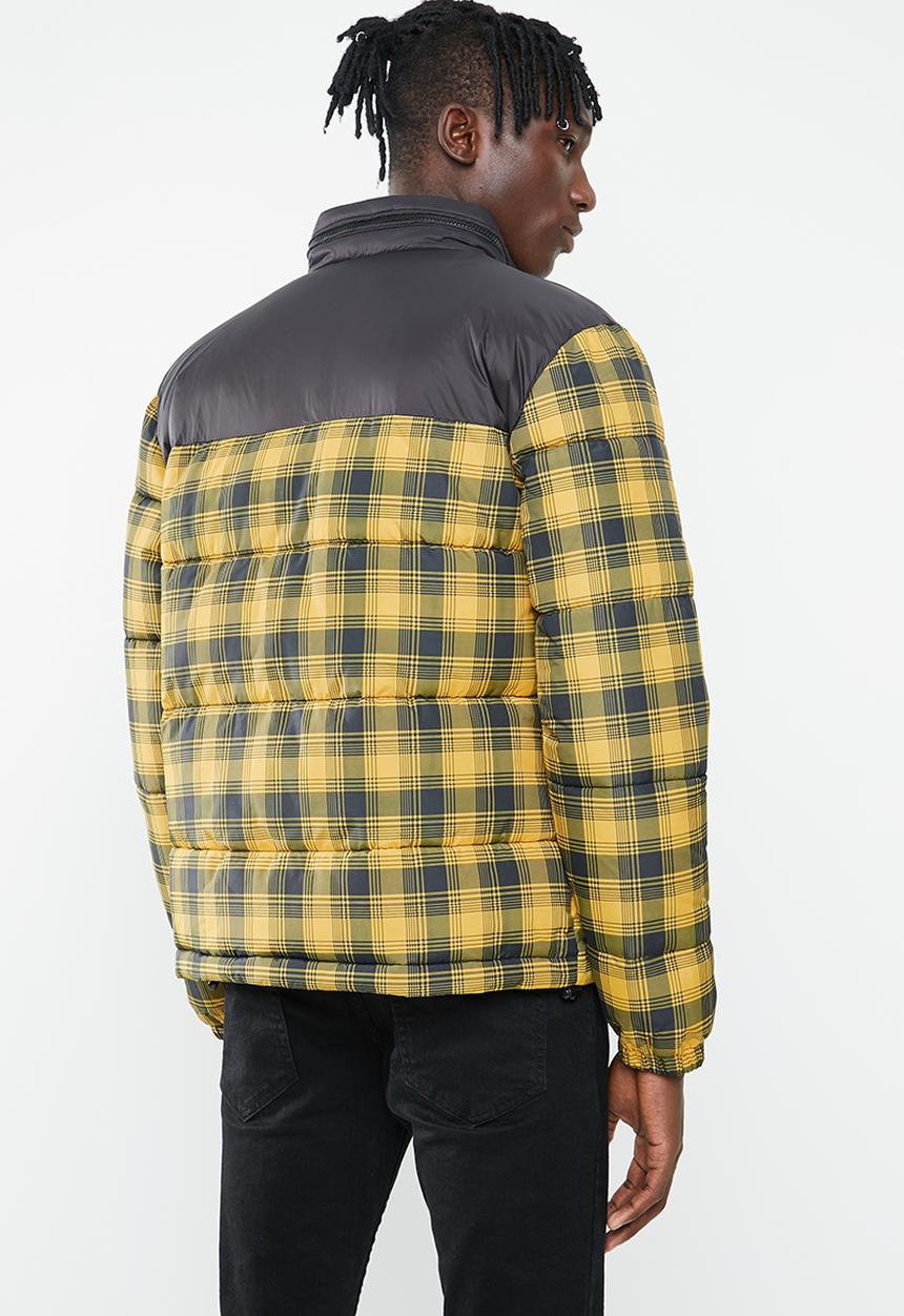 New Look - Check puffer jacket - black & yellow 