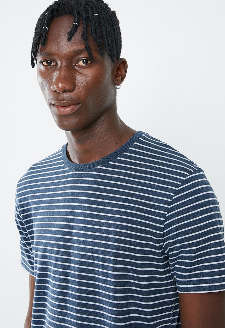 Jack & Jones - Happy stripe short sleeve crew neck tee - blue & white 