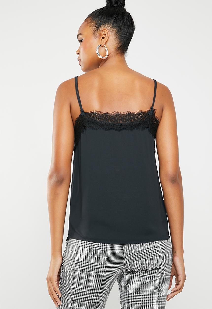 MANGO - Lace trim cami - black
