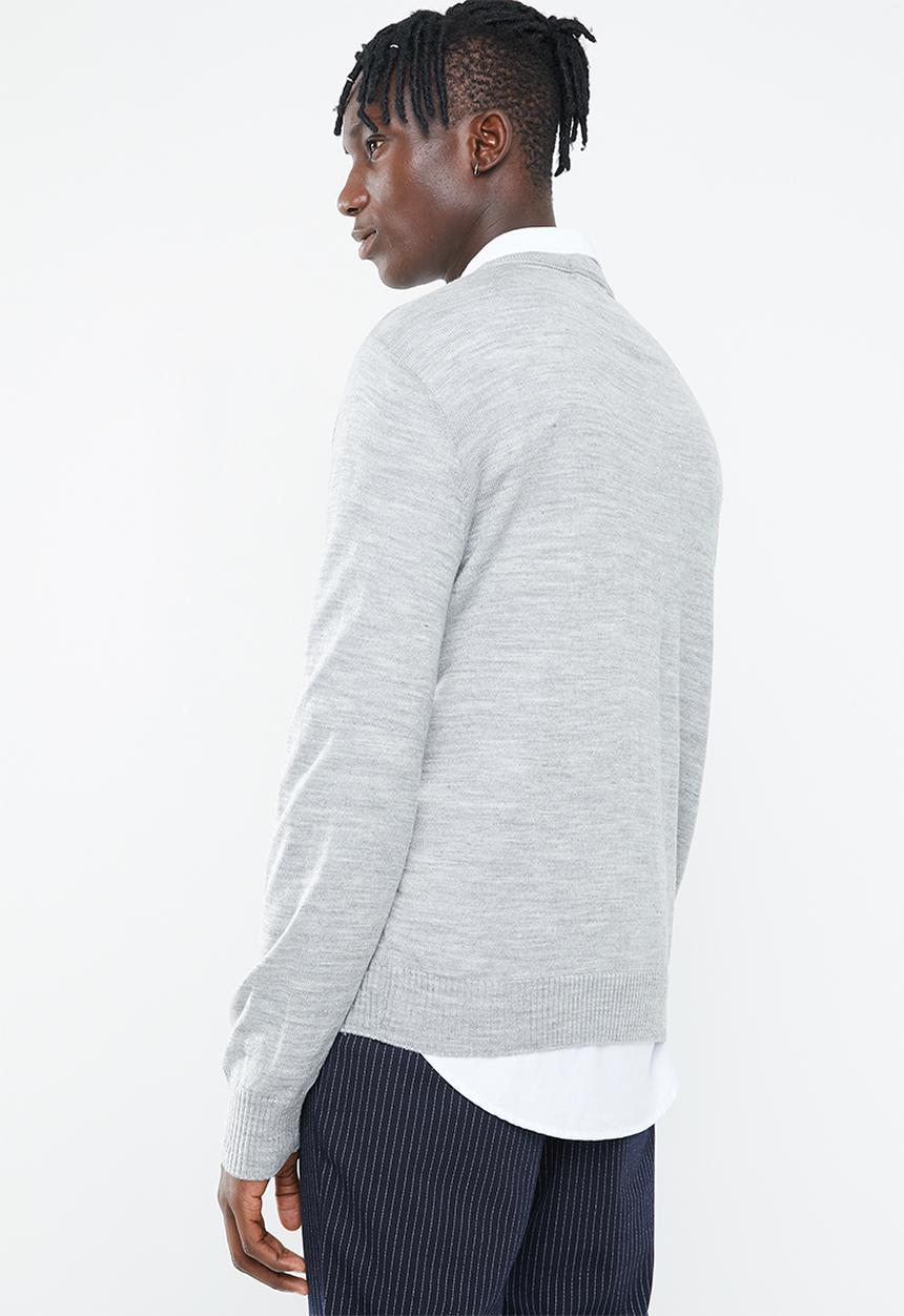 Superbalist - Basic V-neck slim fit knit - grey 