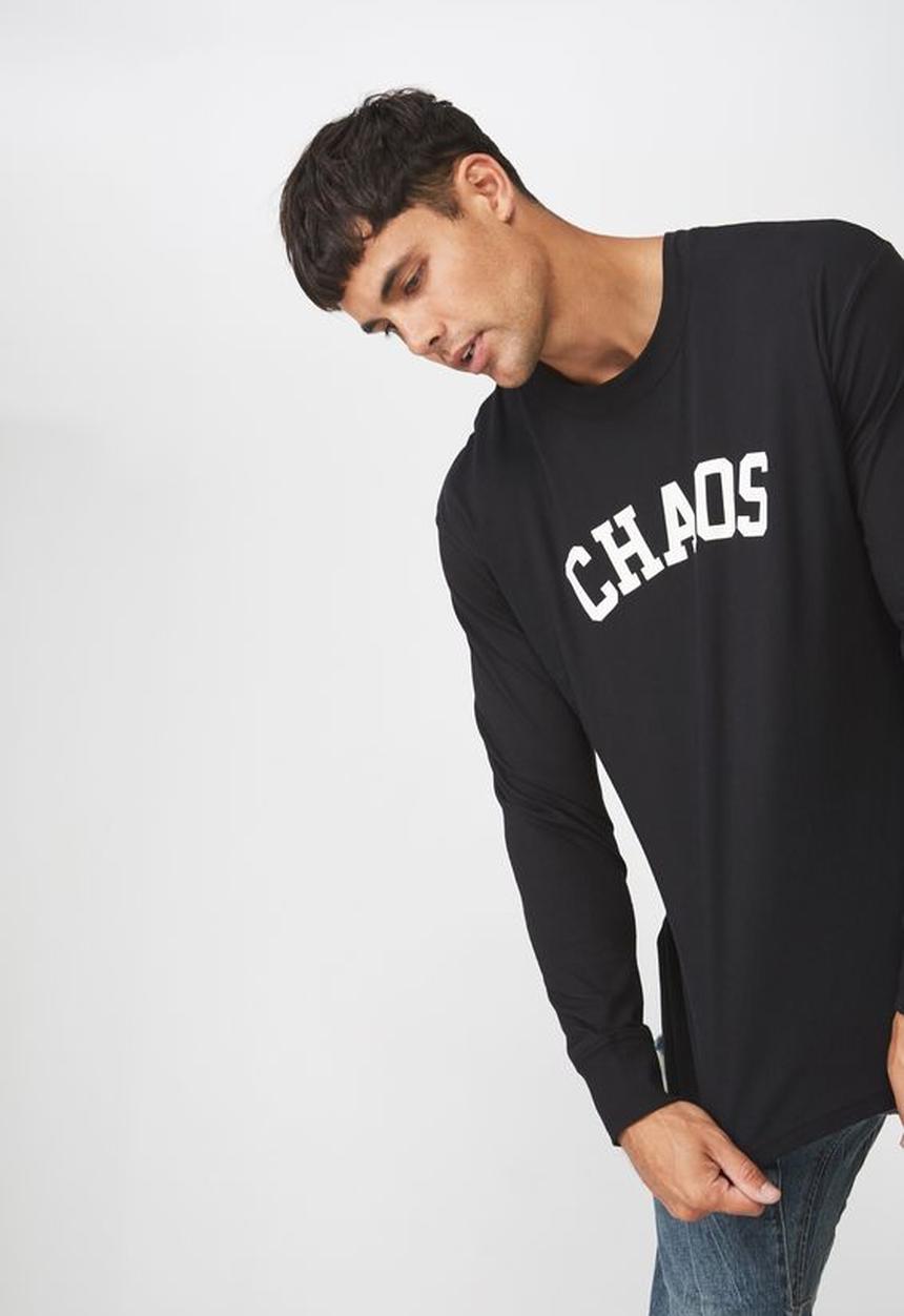 Cotton On - Chaos long sleeve tbar tee - black