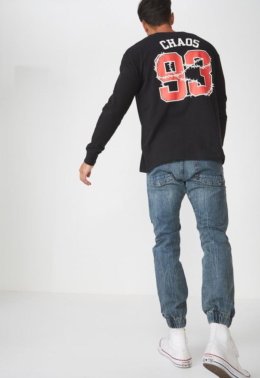Cotton On - Chaos long sleeve tbar tee - black