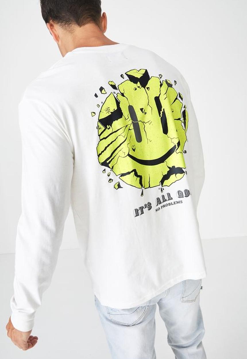 Cotton On - Its all good long sleeve tbar tee - white