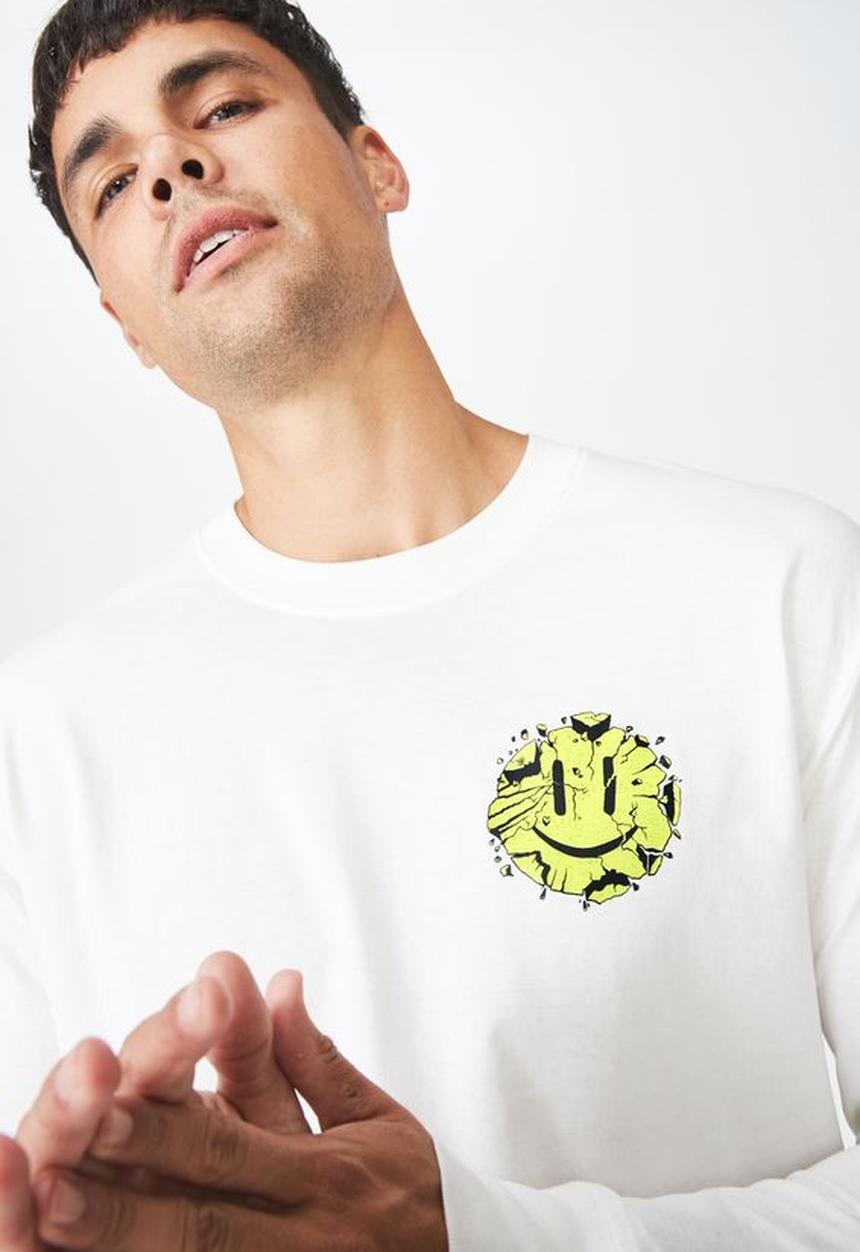 Cotton On - Its all good long sleeve tbar tee - white