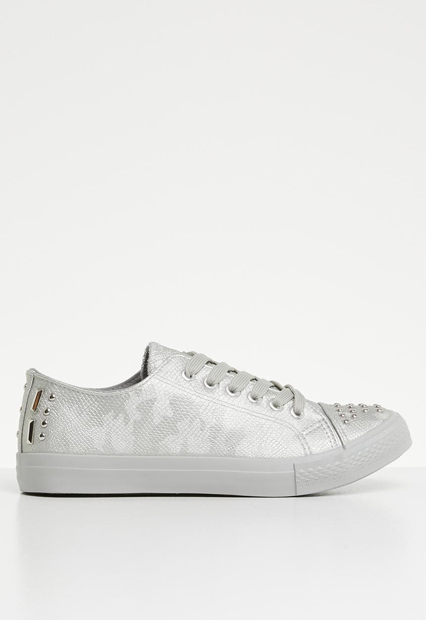 Miss Black - Snake skin sneaker - silver