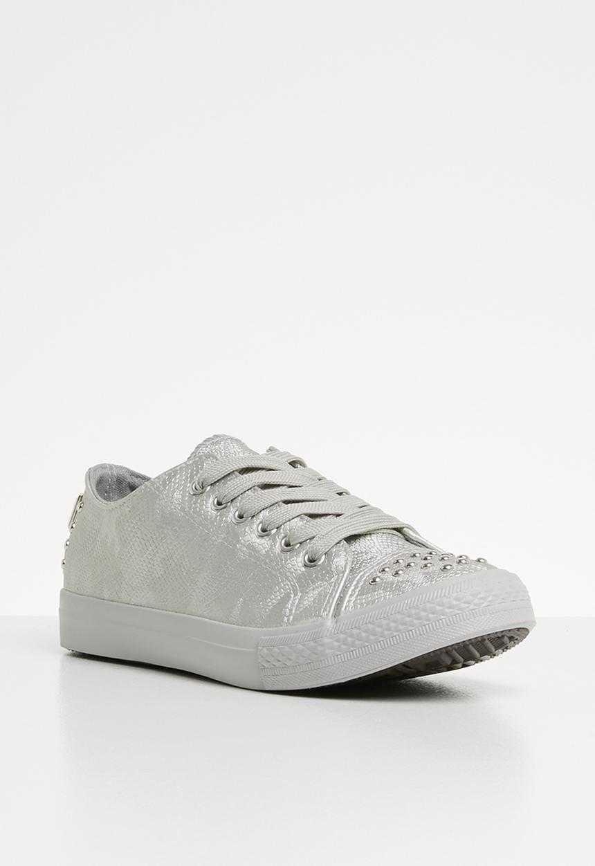 Miss Black - Snake skin sneaker - silver