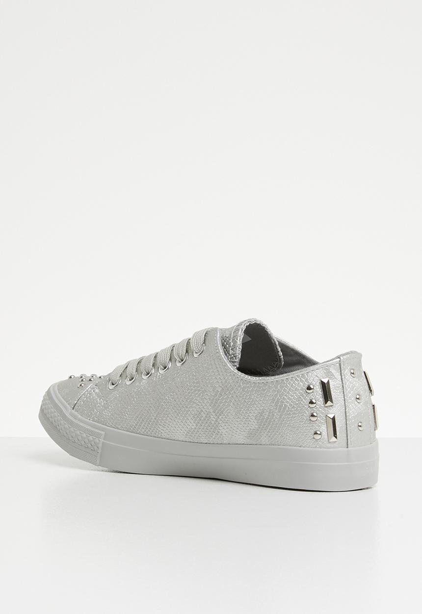 Miss Black - Snake skin sneaker - silver