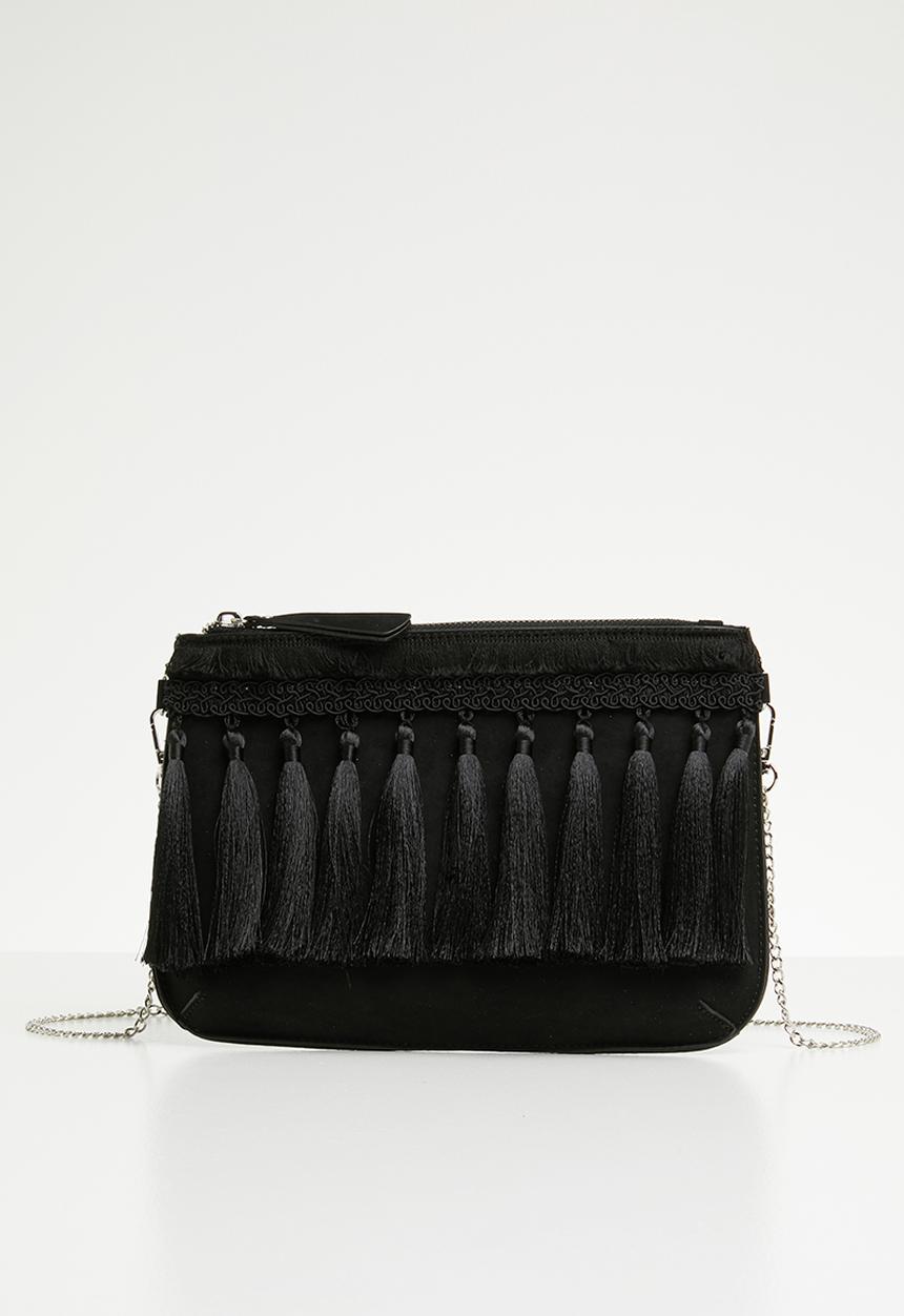 New Look - Tiffany tassel clutch - black