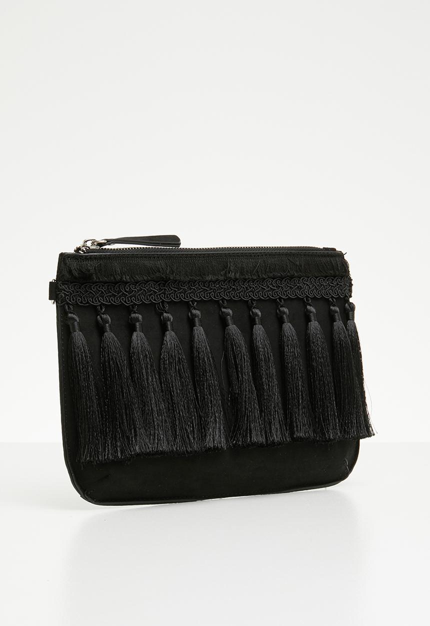 New Look - Tiffany tassel clutch - black