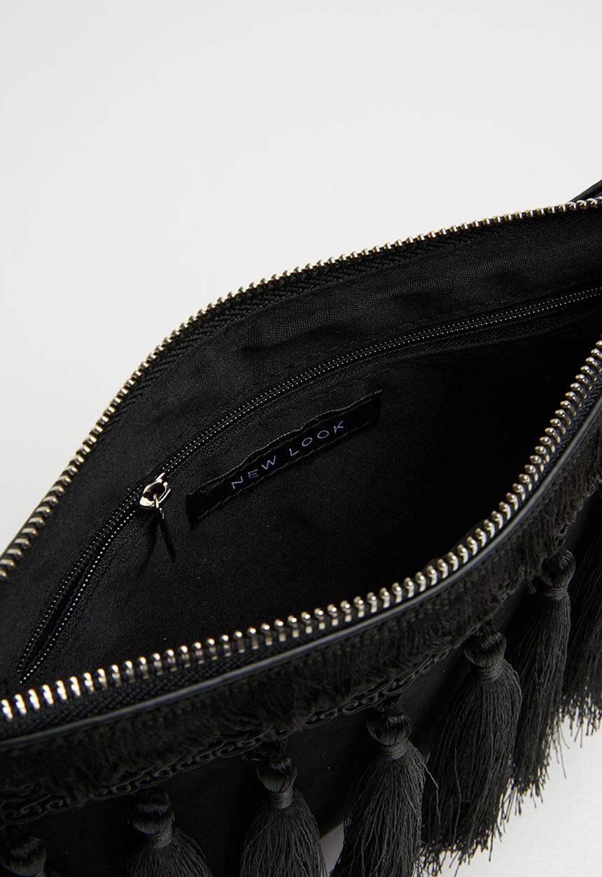 New Look - Tiffany tassel clutch - black