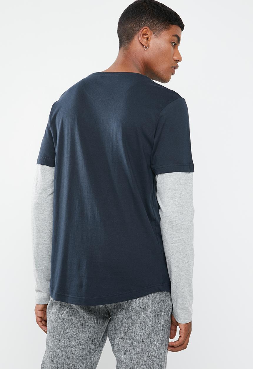 Brave Soul - Binate tee - navy & grey