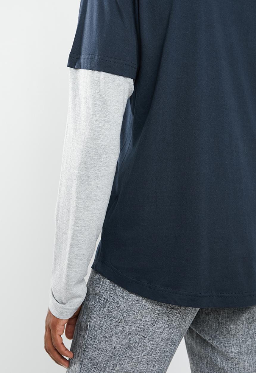 Brave Soul - Binate tee - navy & grey