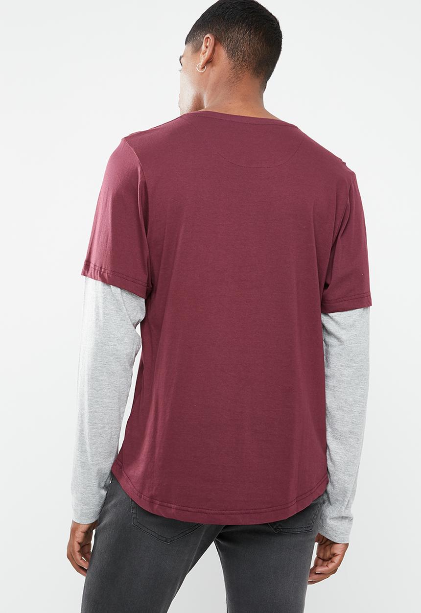 Brave Soul - Bina Tee - burgundy & grey