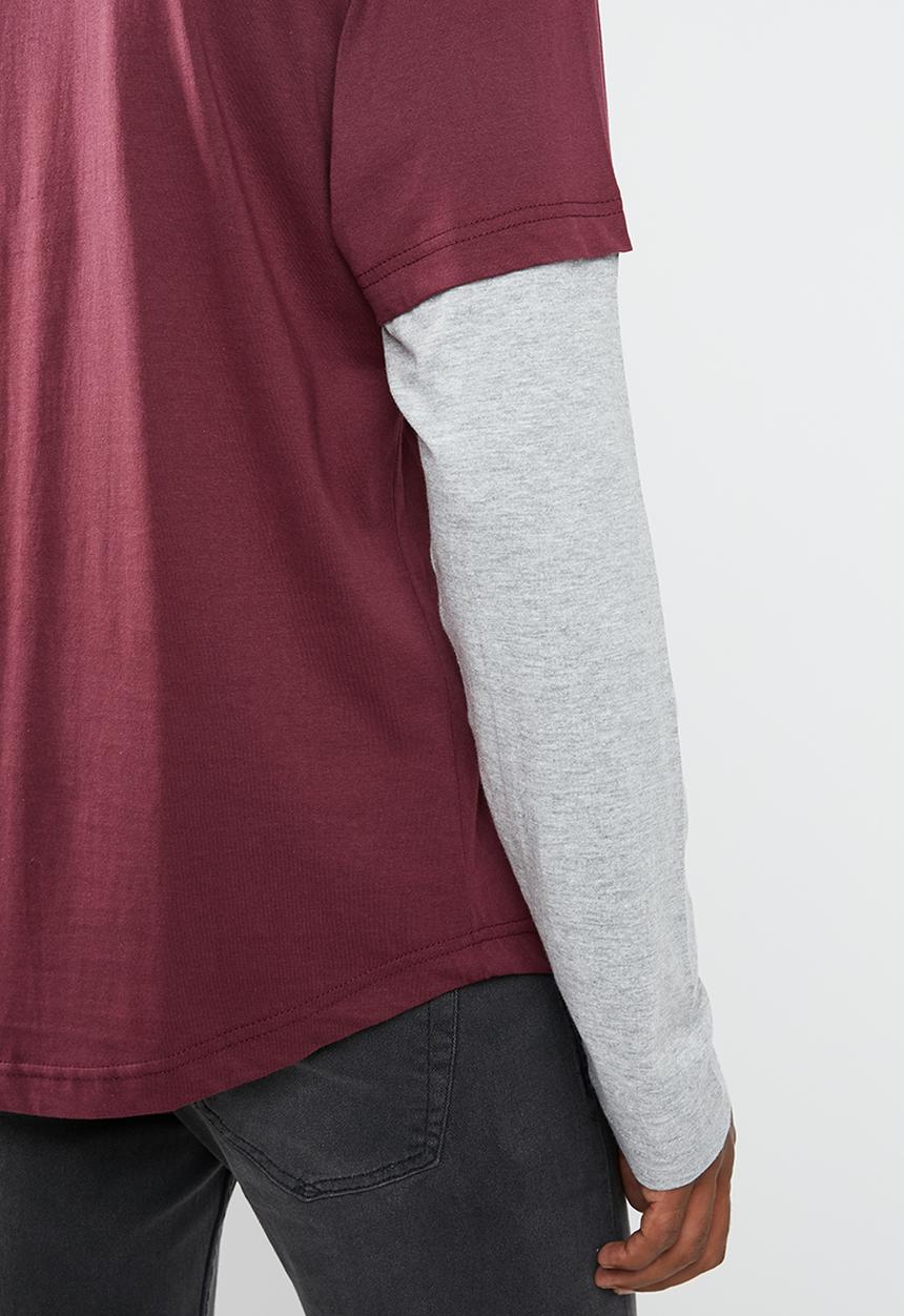 Brave Soul - Bina Tee - burgundy & grey