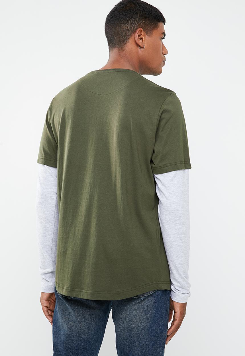 Brave Soul - Binate tee - khaki & grey