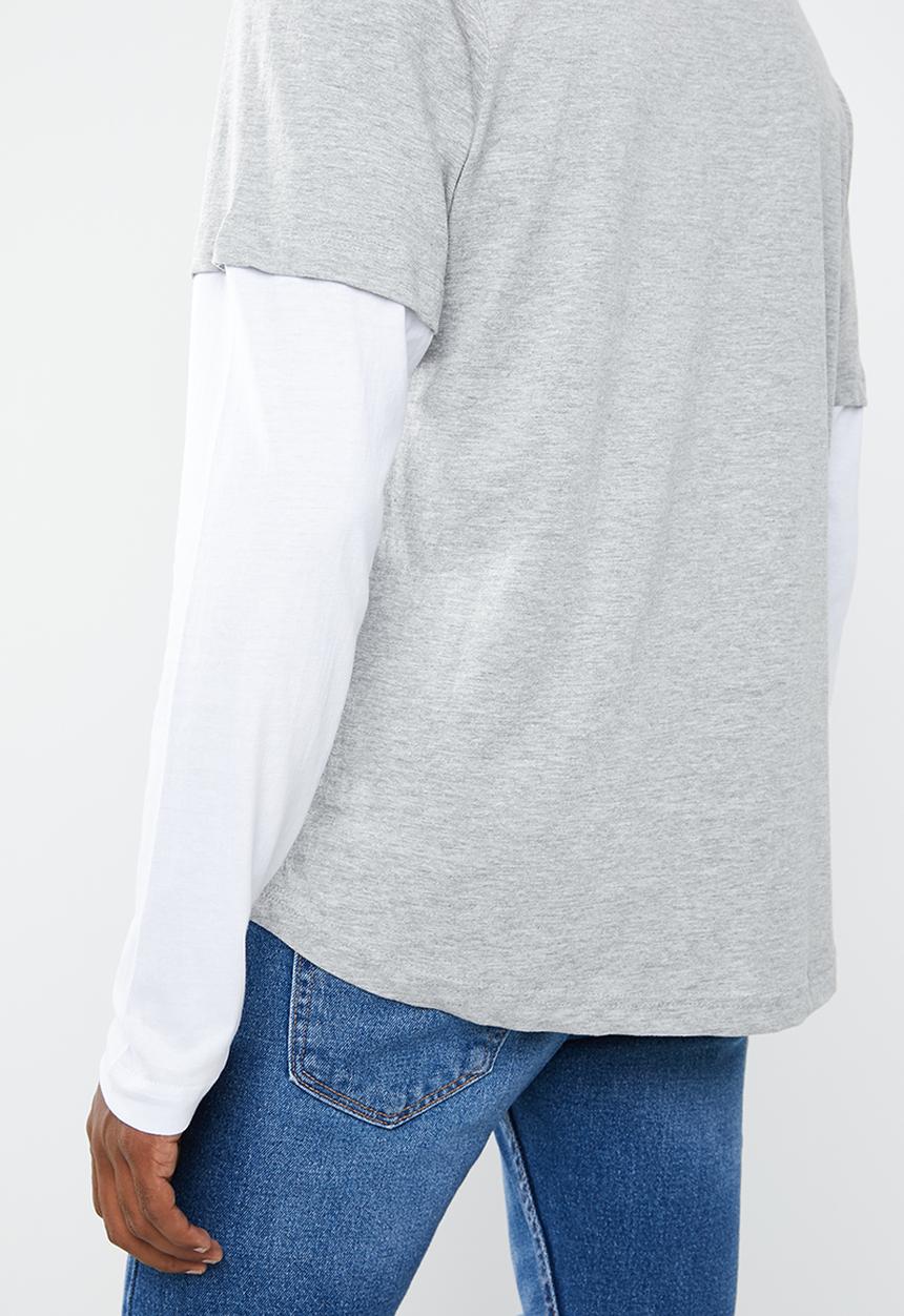 Brave Soul - Bina tee - grey & white