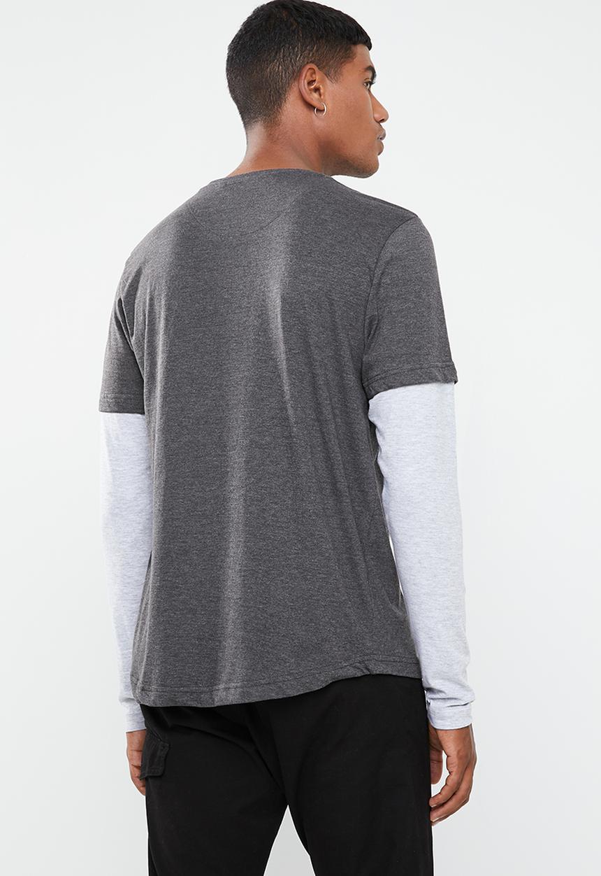 Brave Soul - Binate tee - charcoal & grey