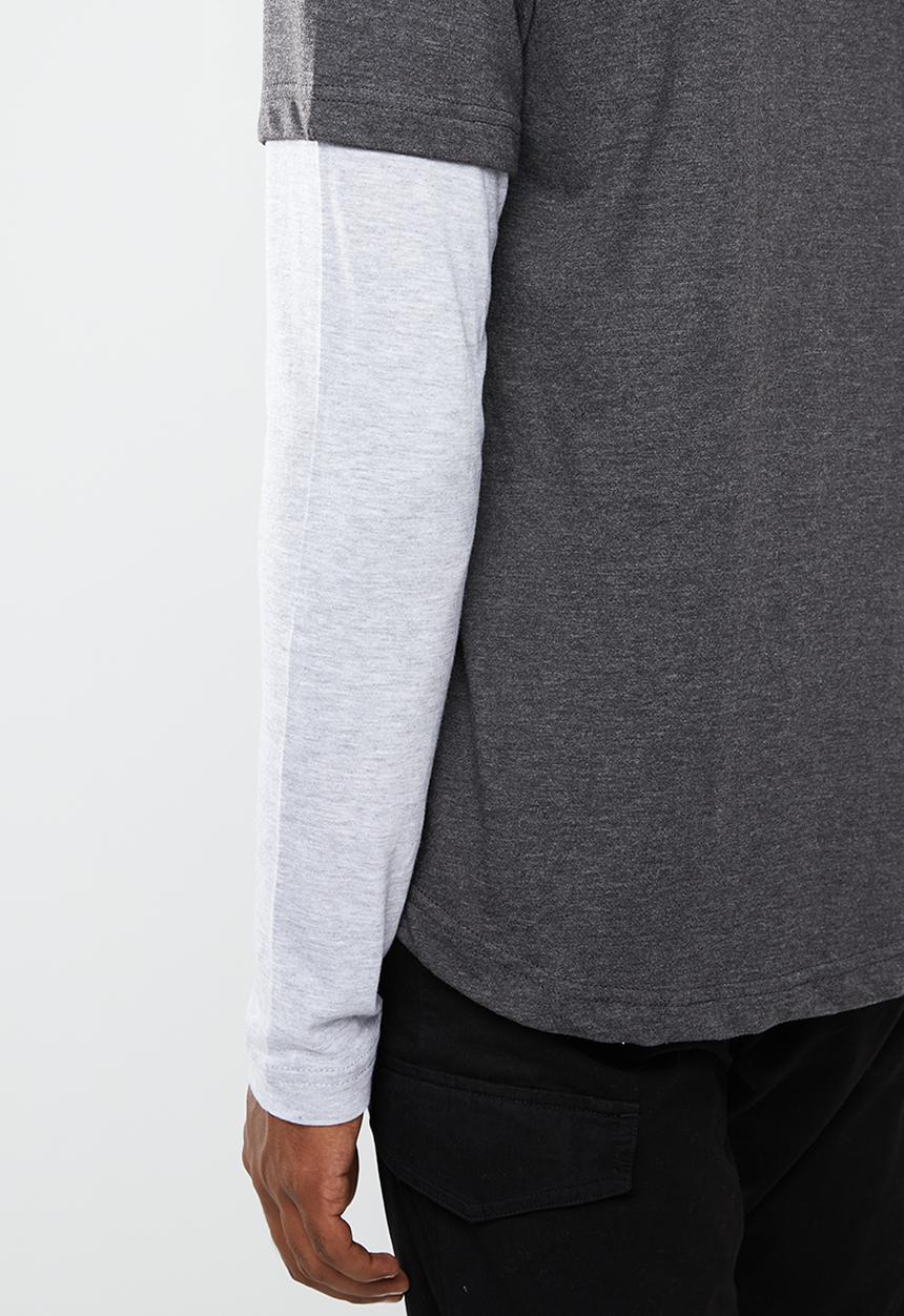 Brave Soul - Binate tee - charcoal & grey