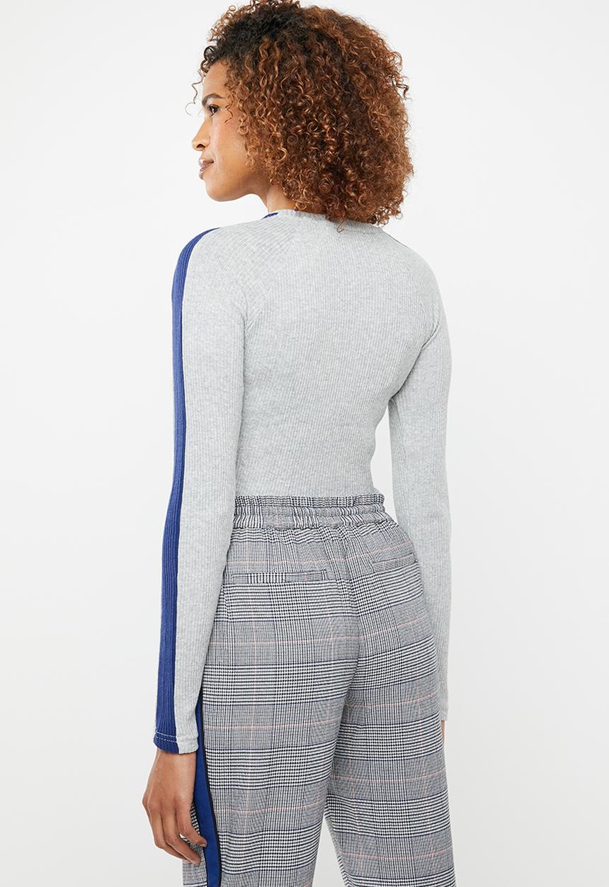 ONLY - Ida long sleeve panel pullover knit - grey 