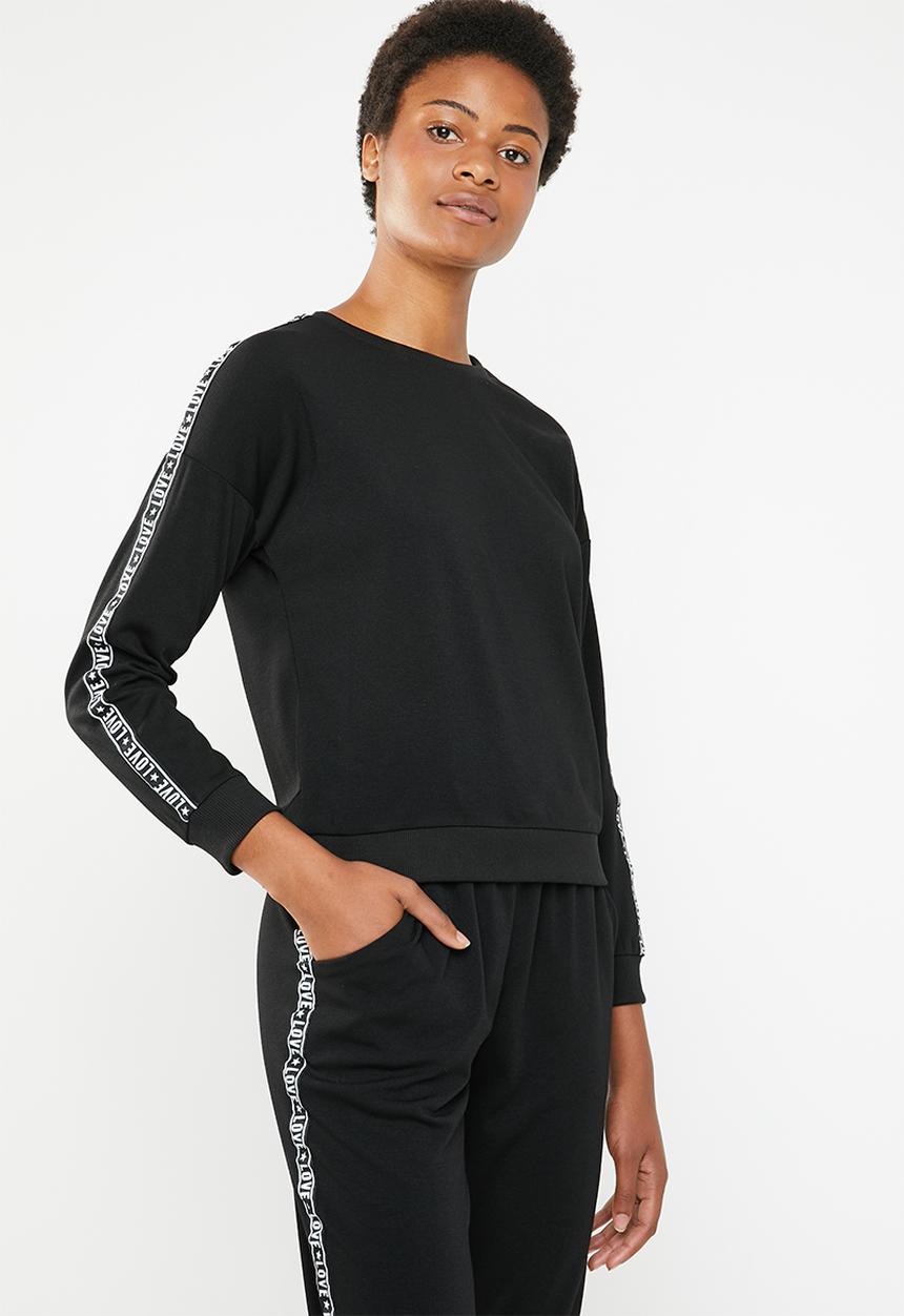 Brave Soul - Sweatshirt with side tape - black
