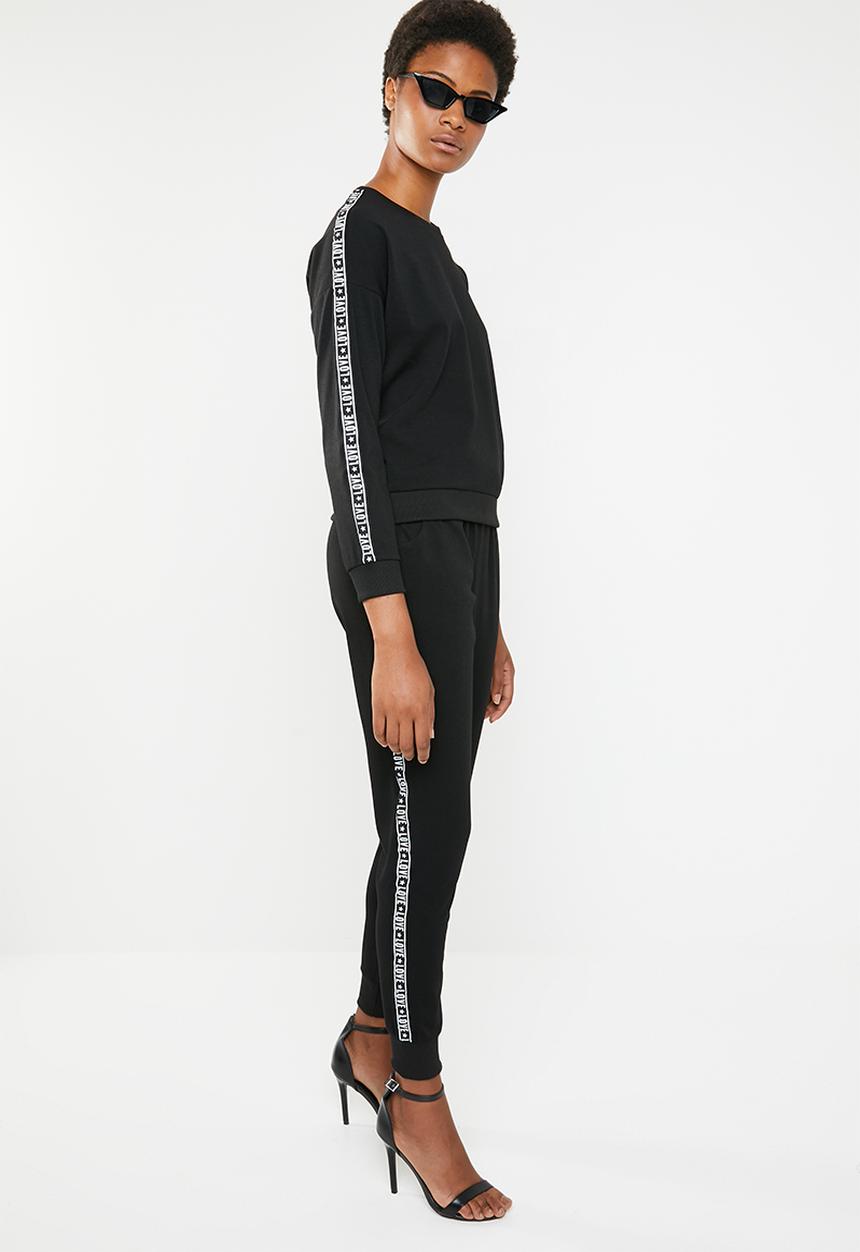 Brave Soul - Sweatshirt with side tape - black