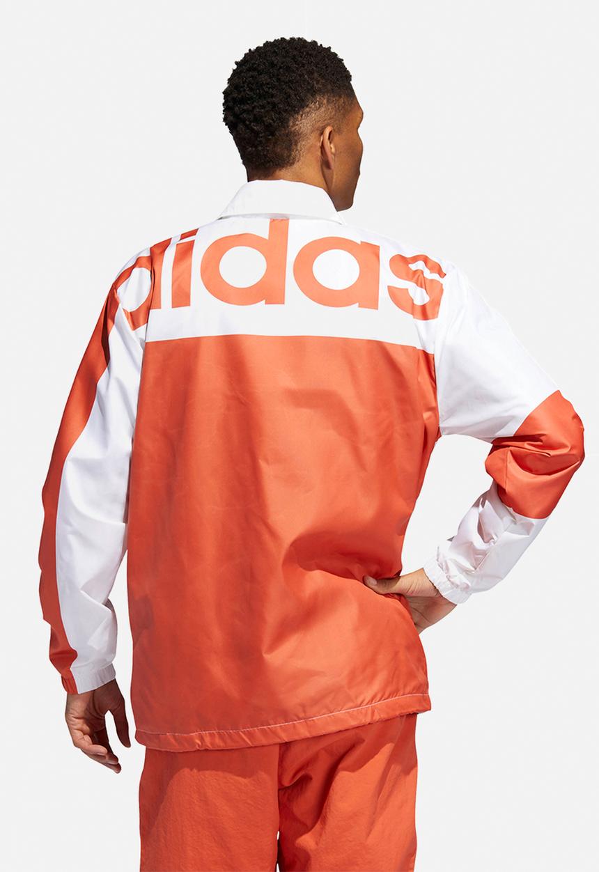 adidas Originals - Big Adi windbreaker jacket - white & orange