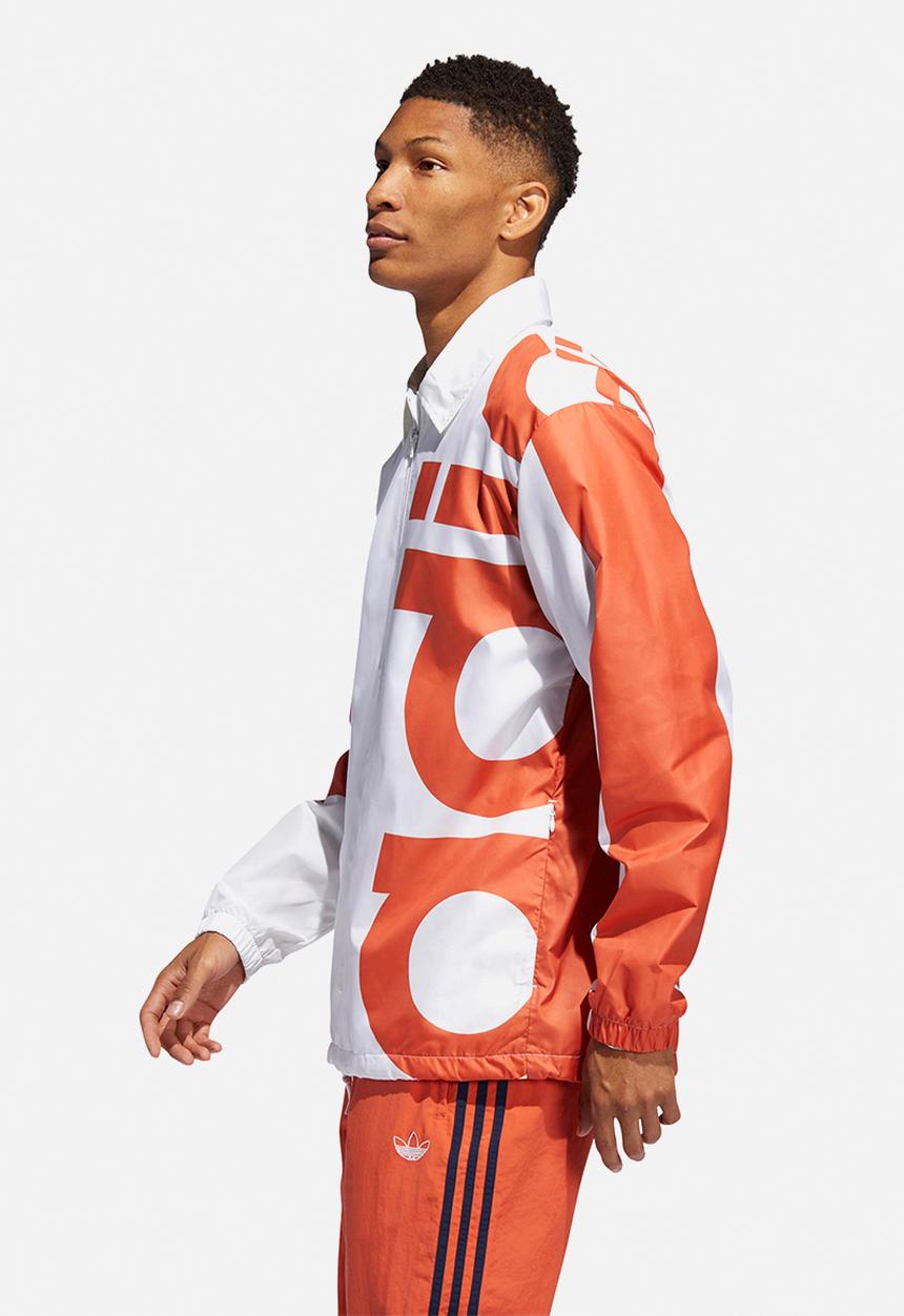 adidas Originals - Big Adi windbreaker jacket - white & orange