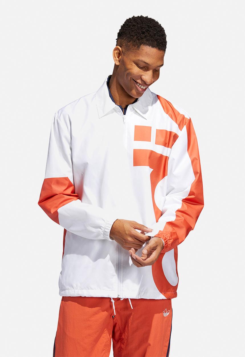 adidas Originals - Big Adi windbreaker jacket - white & orange