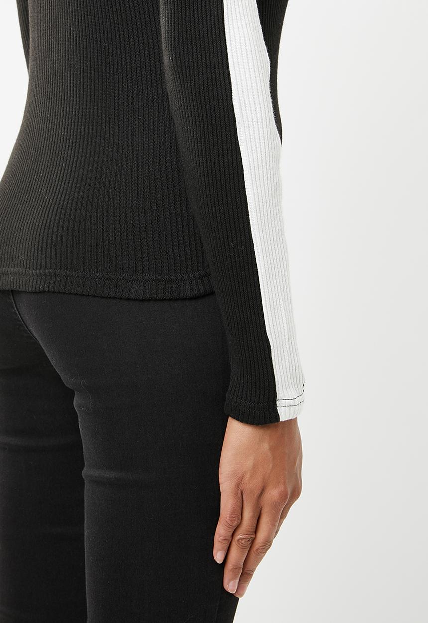 ONLY - Ida long sleeve panel pullover knit - black