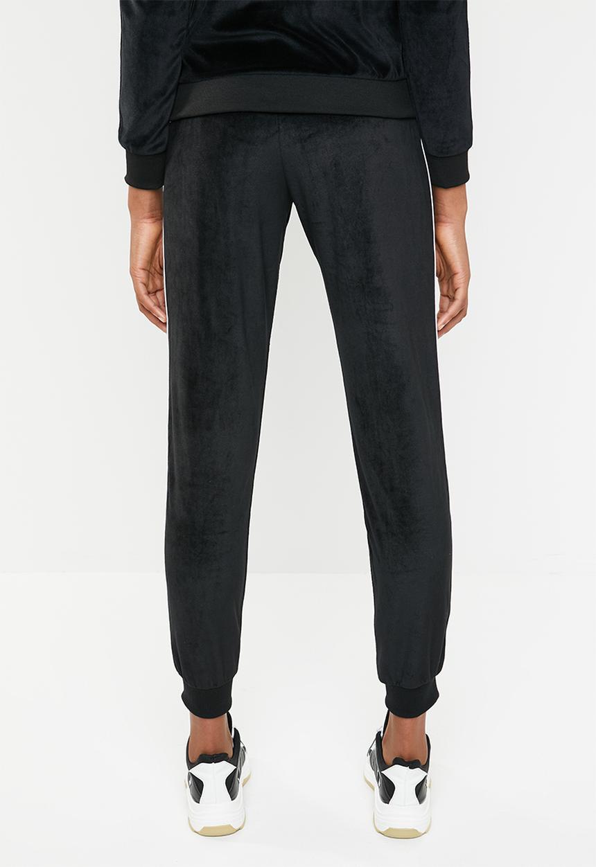 Brave Soul - Velour joggers with side tape - black