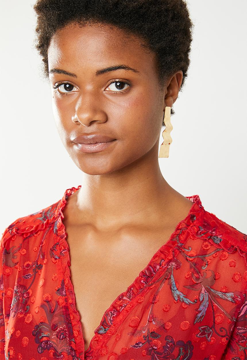 ONLY - Celine V-neck blouse - red