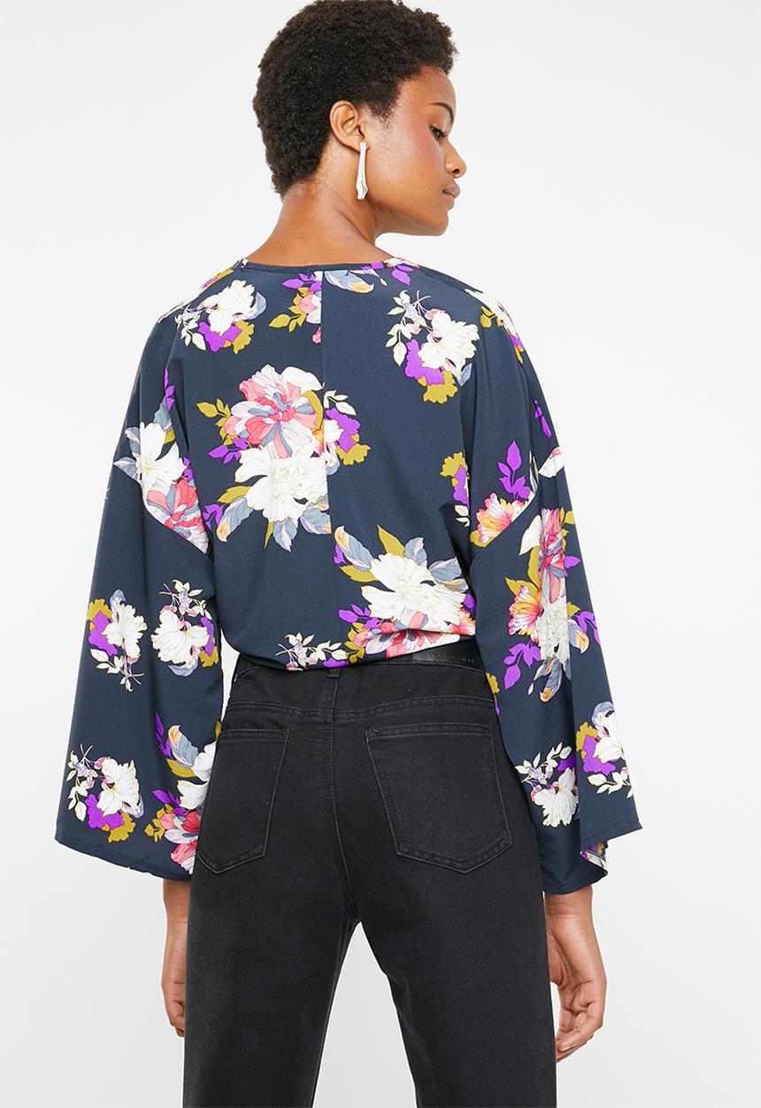 STYLE REPUBLIC - Kimono floral blouse - navy