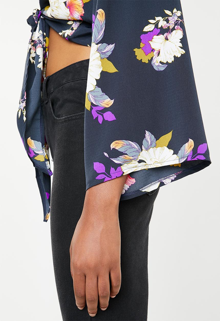 STYLE REPUBLIC - Kimono floral blouse - navy