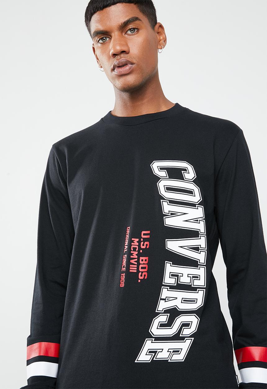 Converse - Vertical collegiate text tee - black