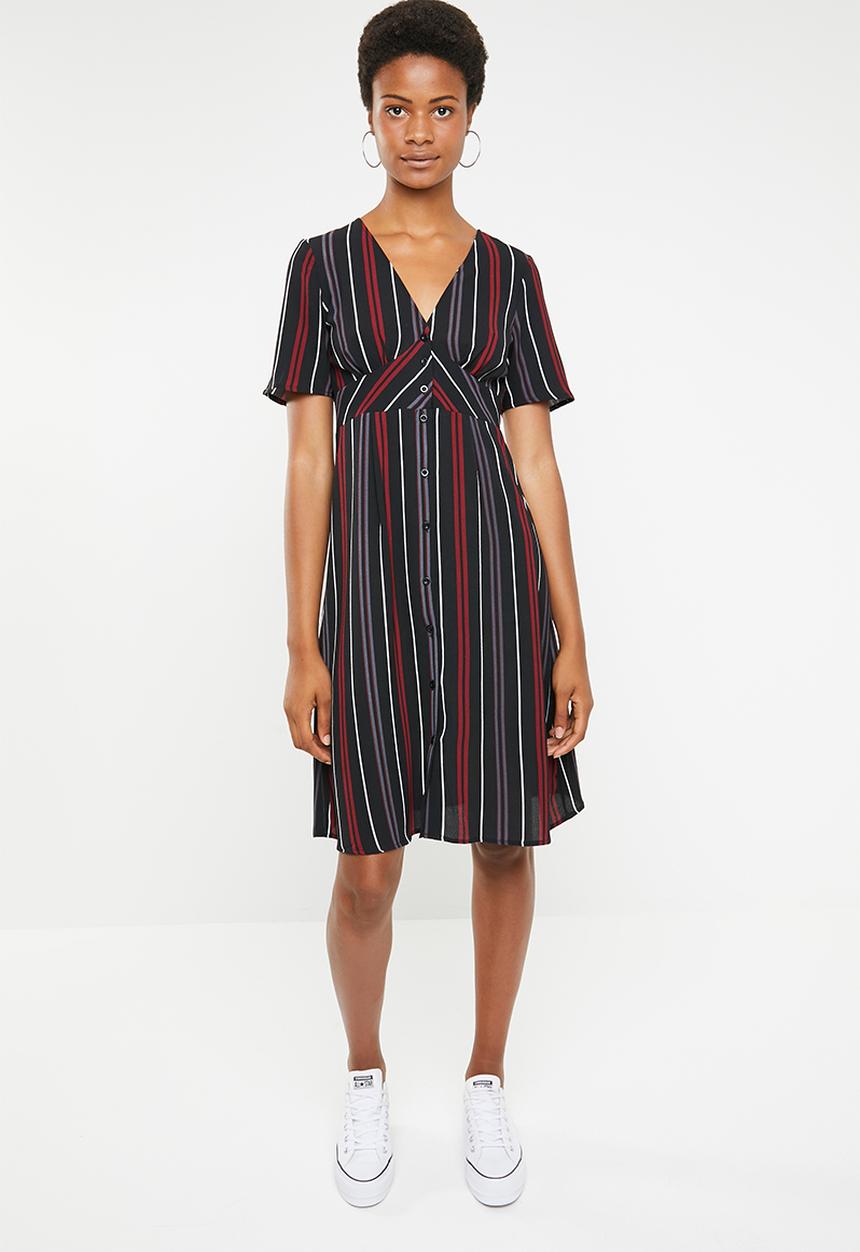 Brave Soul - Stripe empire unlined midi dress - navy