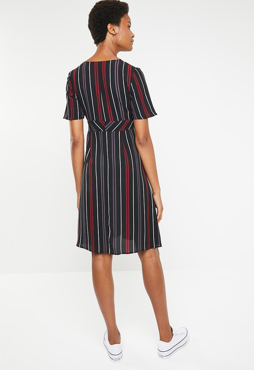 Brave Soul - Stripe empire unlined midi dress - navy