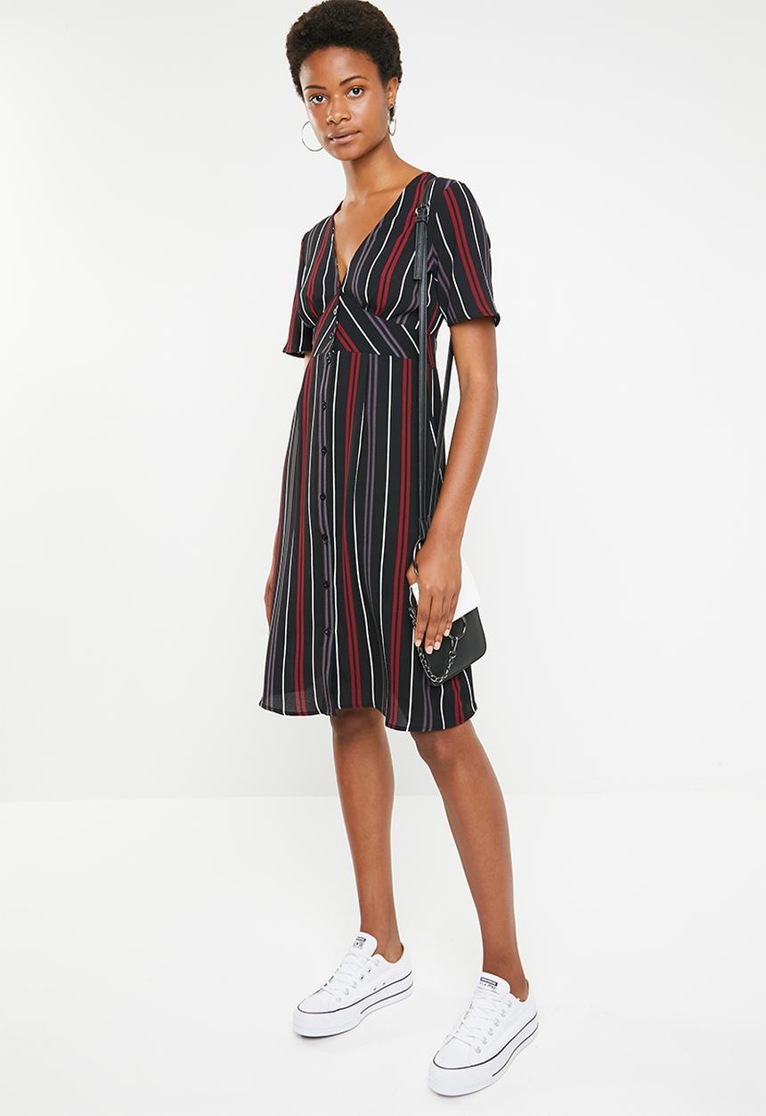 Brave Soul - Stripe empire unlined midi dress - navy