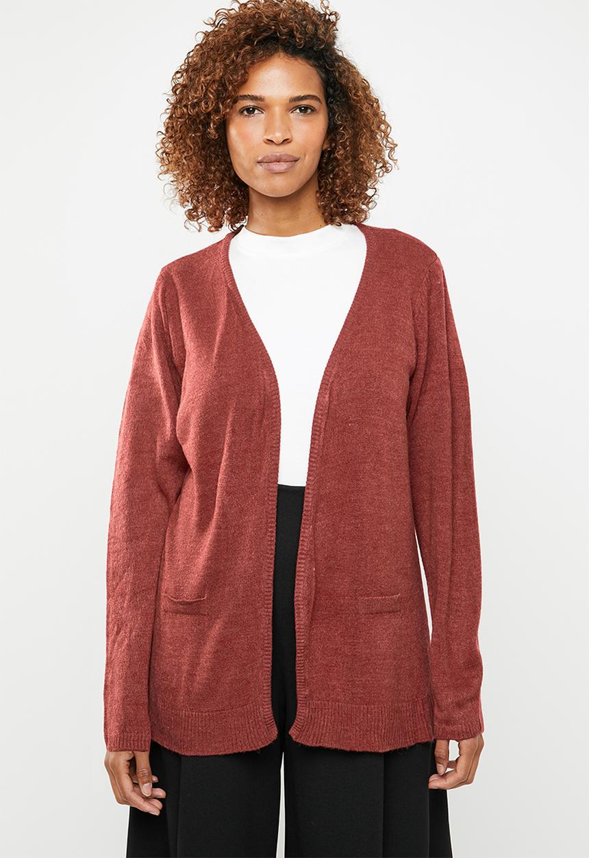 edit - Essential longer length cardigan - burgundy