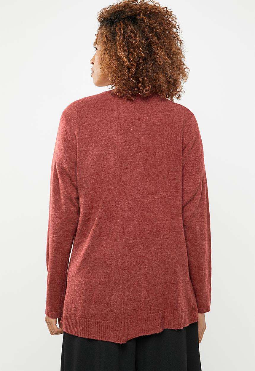 edit - Essential longer length cardigan - burgundy