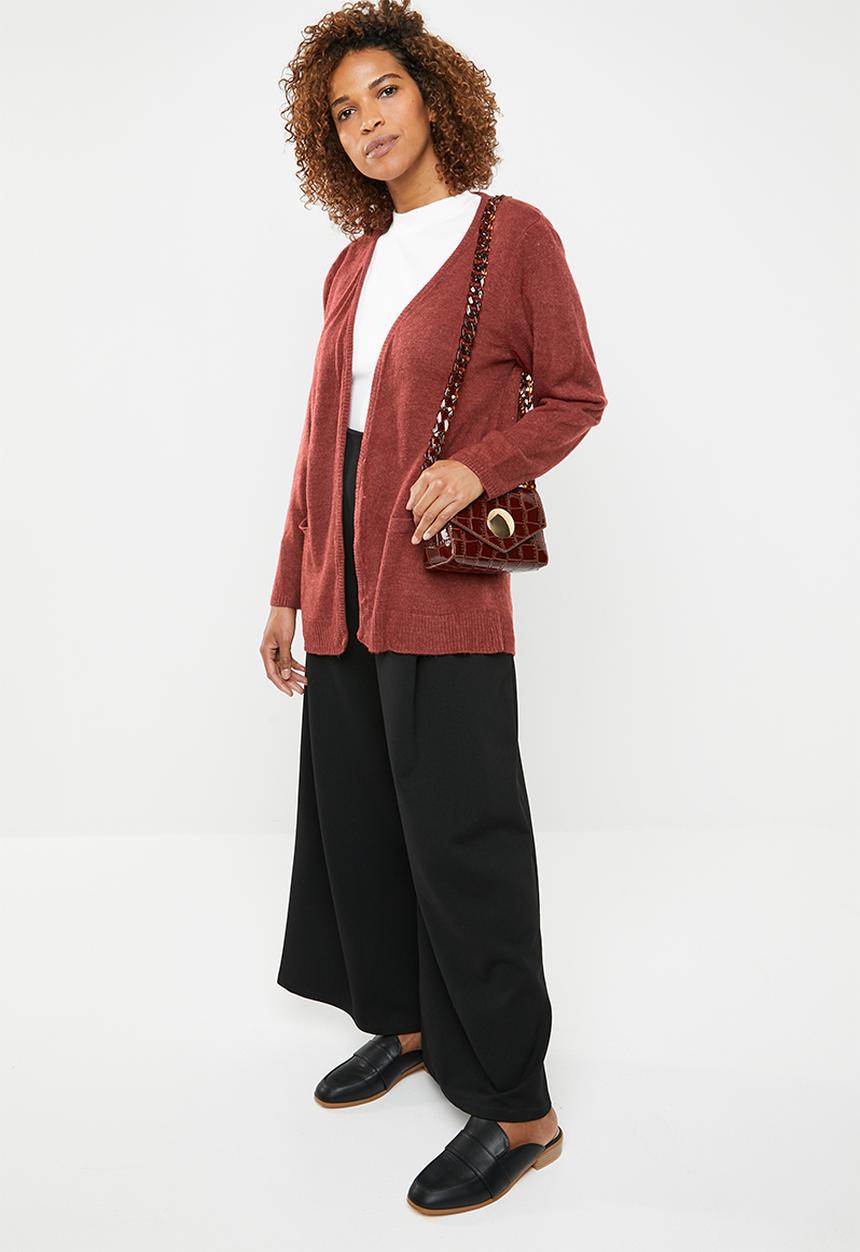 edit - Essential longer length cardigan - burgundy