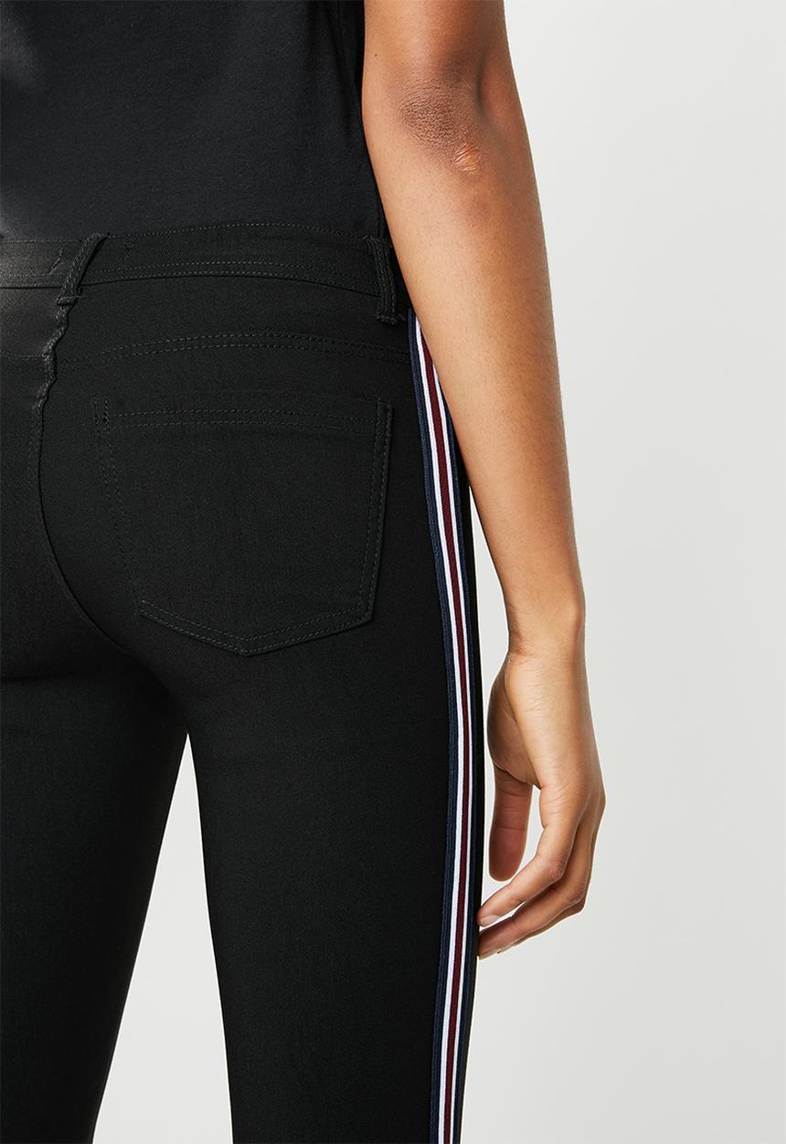 Brave Soul - Side stripe denim jeans - black