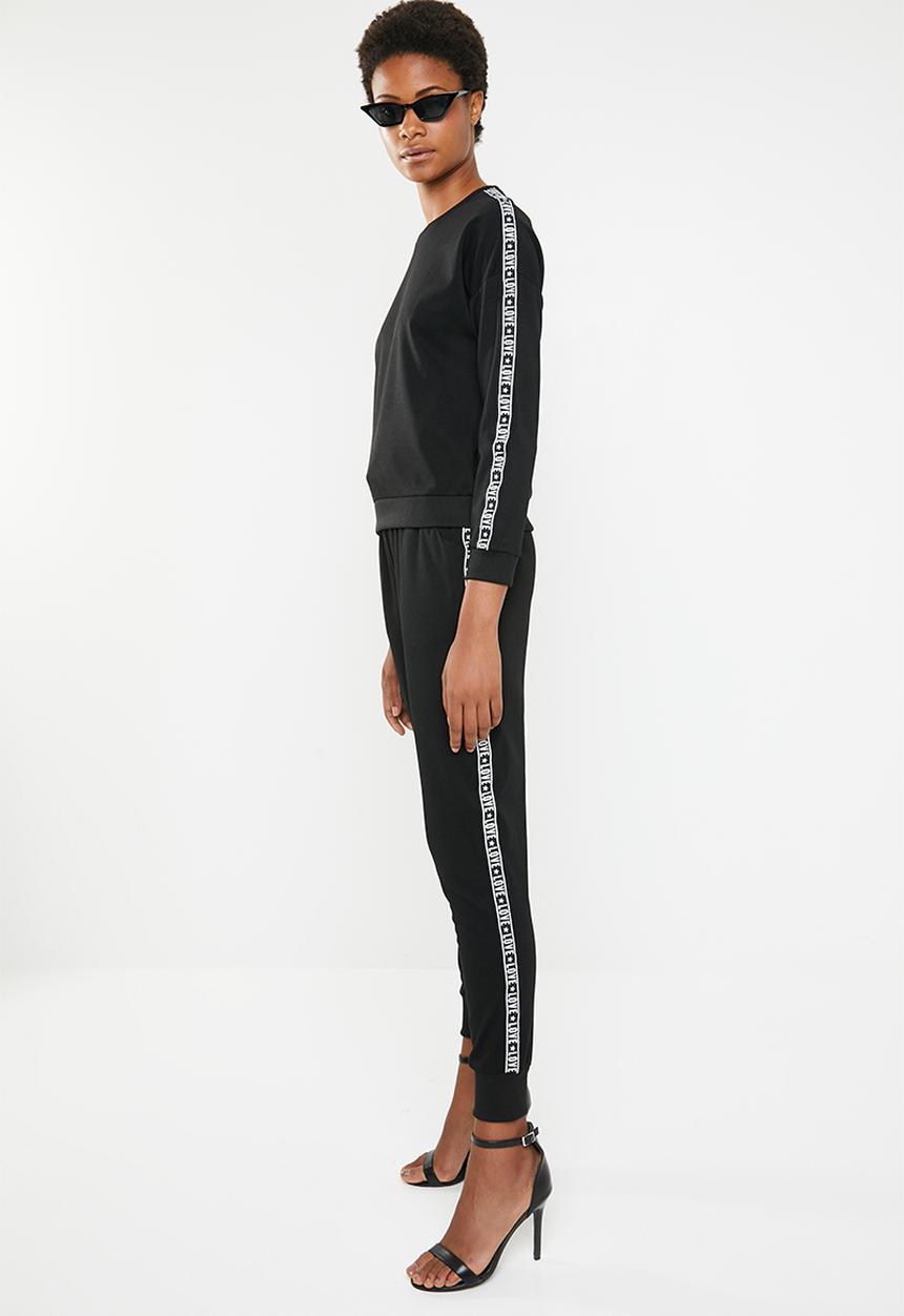 Brave Soul - Side tape joggers - black